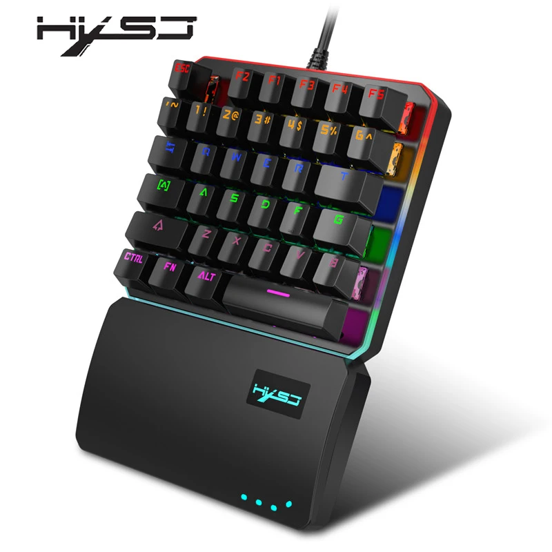 Ручная клавиатура; большие размеры 35-ключ RGB несколько Подсветка режим HXSJ одной рукой игровая клавиатура LSuitable для профессиональная игровая приставка