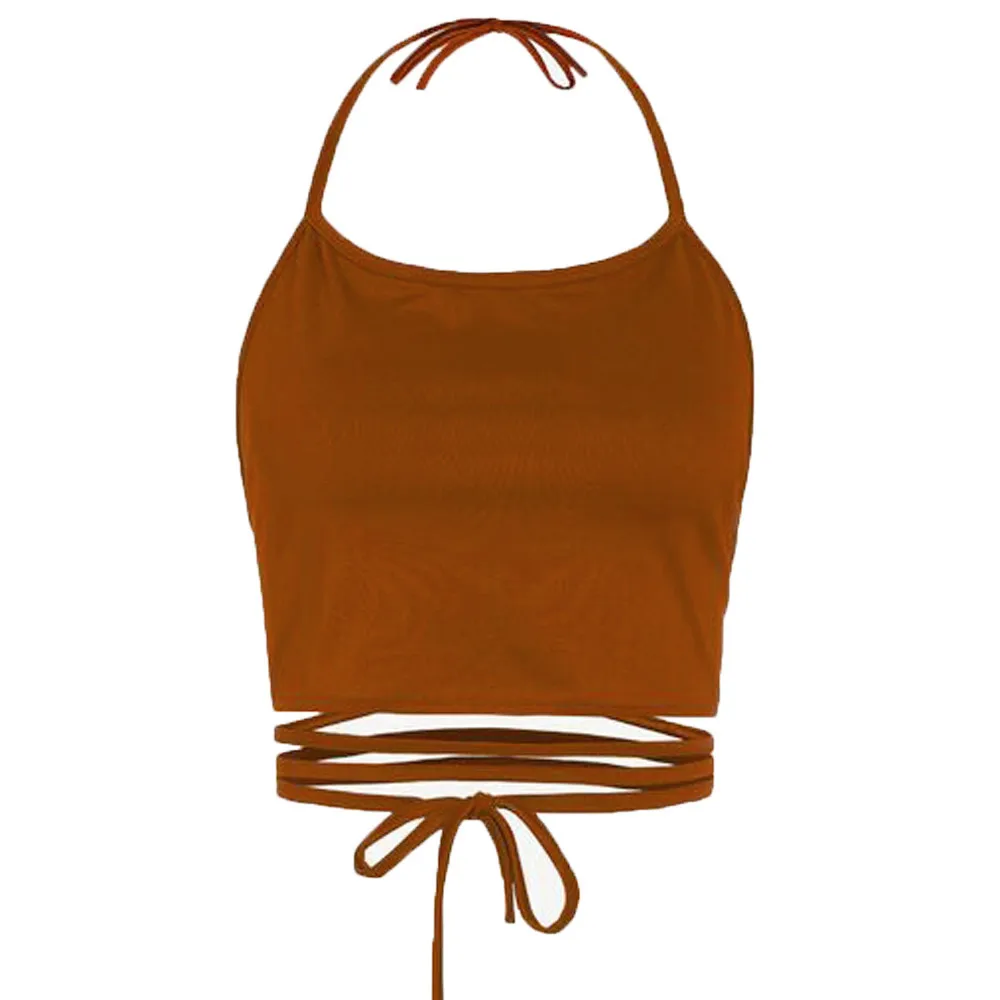 

Halter Sexy Tank Tops Women Bandage Hollow Strapless crop Top Off Shoulder Strappy Top Vetement Femme Summer Croptop 30 befree