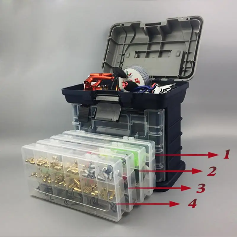 

Large Tackle Fishing Accessory Box Portable 5 Layers Plastic Handle Big Fishing Box Sea Boat Fishing Tool 26 * 26 * 17cm