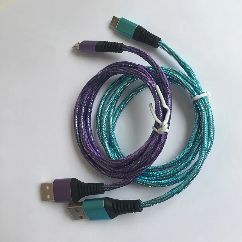 KKREFF 1 м Радужный кабель с блестками мобильный телефон Micro USB для Samsung Huawei Mate 20 Sony OPPO