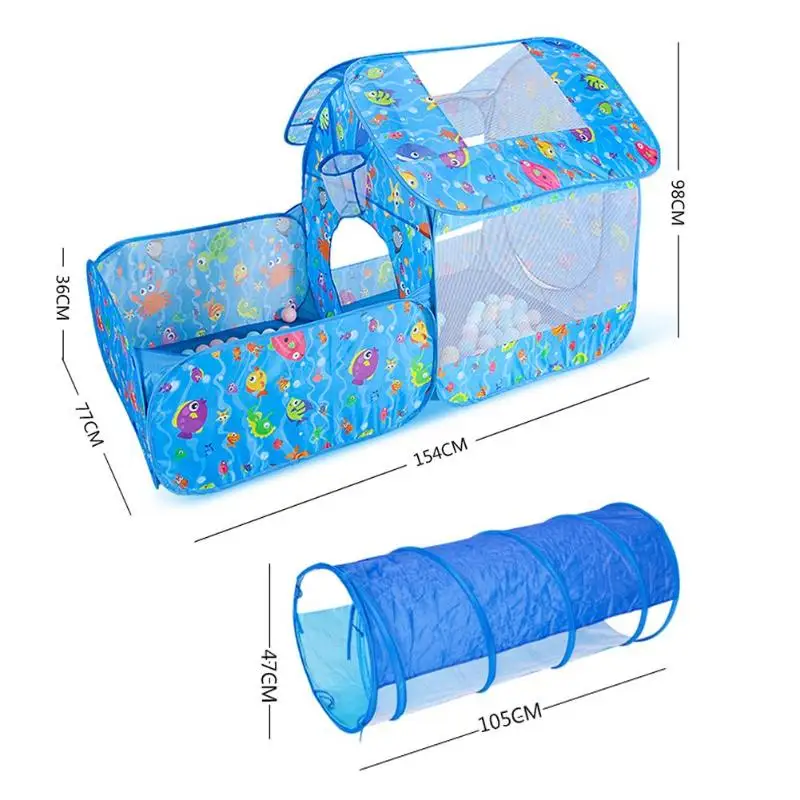  3pcs/Set Kids Play Tent Crawling Tunnel Shooting Ocean Pool Pit Foldable Children Tent House Toys P