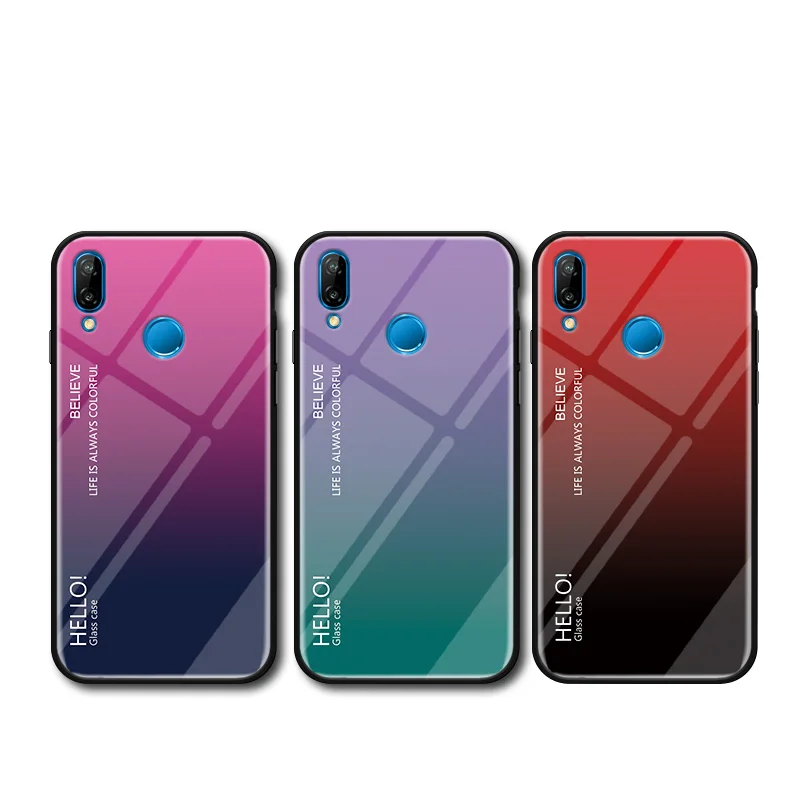 

Soft edge cover for honor 9 lite gradient Glass phone cases for huawei honor 9 9 lite cover protective shell honor 9 cover