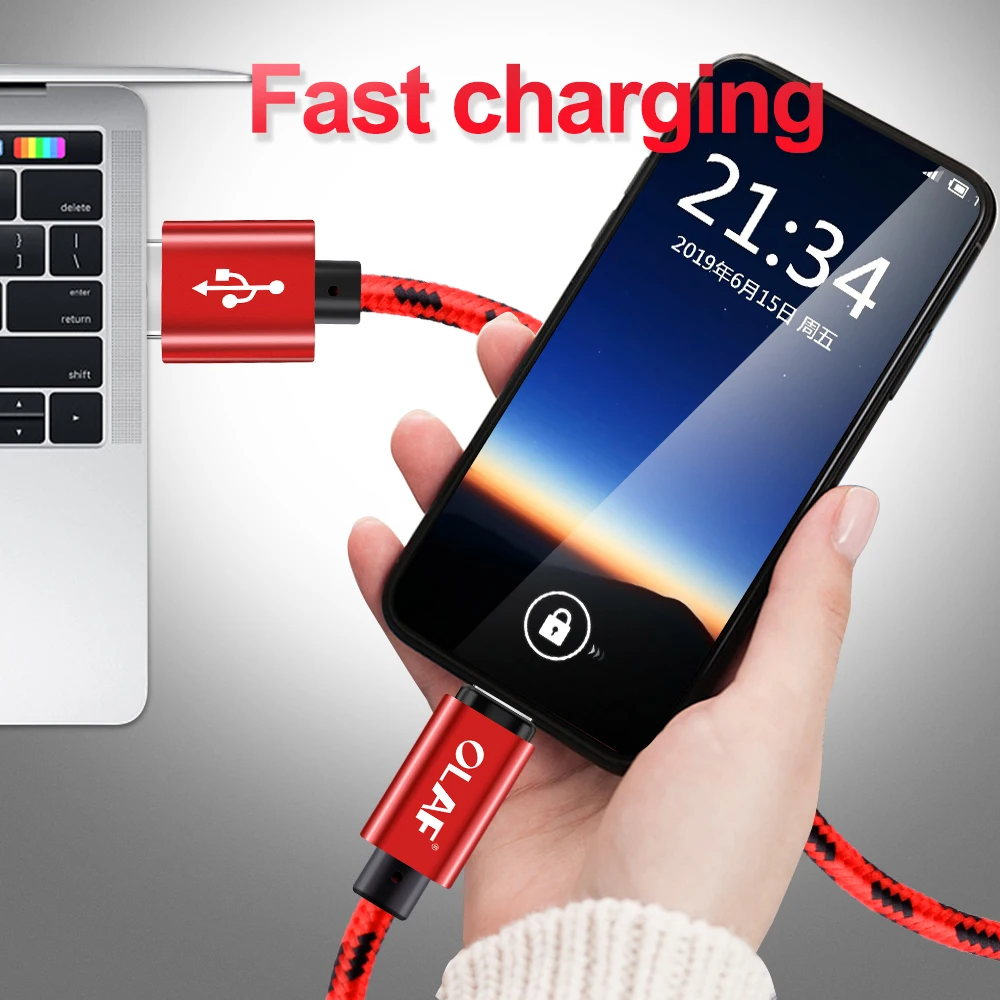 Олаф нейлоновый Плетеный usb type-C кабель для быстрой зарядки USB C кабель для samsung Galaxy S9 S8 Xiaomi Mi 8 Синхронизация данных type-C телефонный кабель