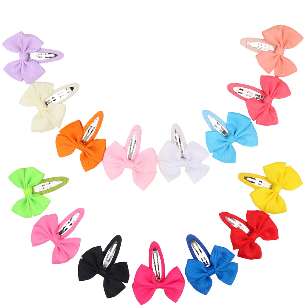 14 Piece Soft Cute Solid Color Fashion Stylish Bow Barrettes Girls Baby