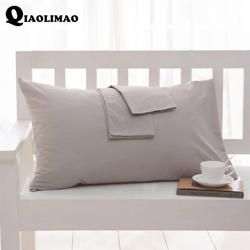 

100% Cotton Solid Color Pillow Case 2 Pcs Home One Pair Diagonal Printing Brief Style Pillowcase 49