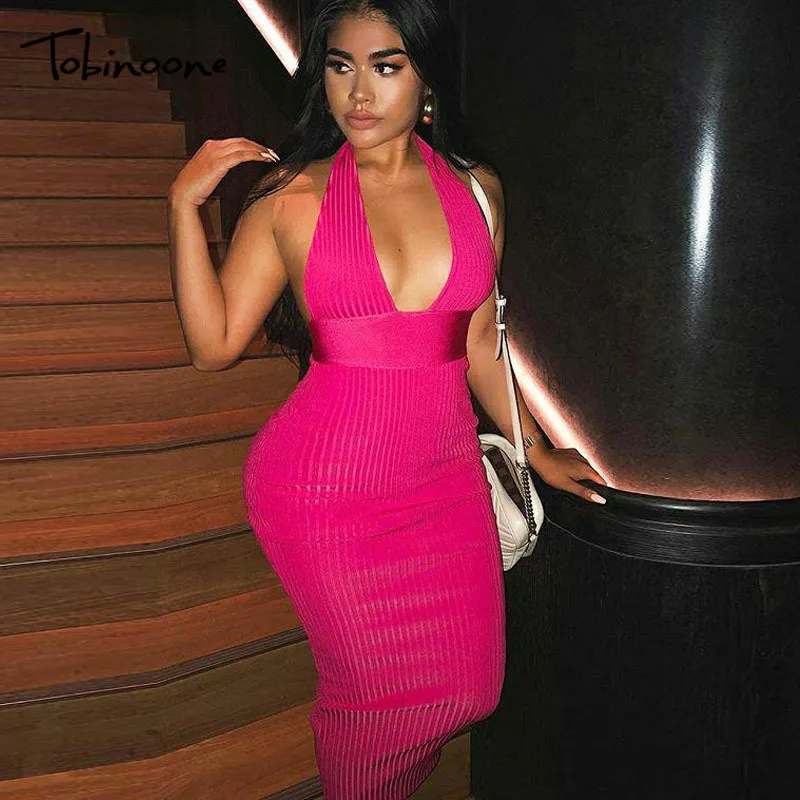 

Tobinoone Knitted sexy black bodycon dress Women white long dress Summer party club causal elegant office dress sundress 2019