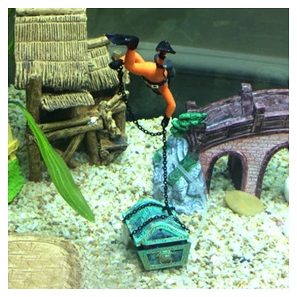Сокровище Охотник за сокровищами дайвер украшение для аквариума аквариум оранжевый