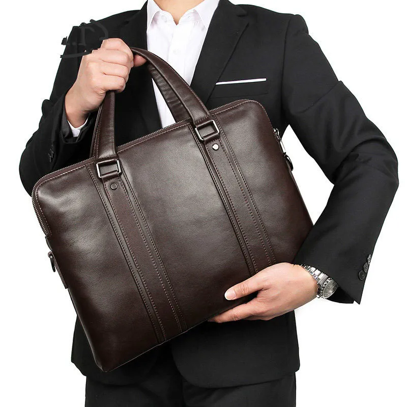 

Men Genuine Leather Vintage Formal Business 15" Lawyer Briefcase Messenger Shoulder Attache Portfolio Tote 789 Brown Men Handbag