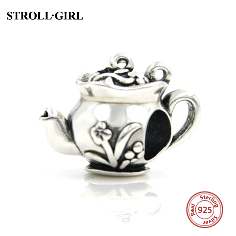 

Fit Authentic Pandora Bracelets 925 Sterling Silver Vintage Flowers Figure Teapot Original Charms Beads For Jewelry Women Gifts