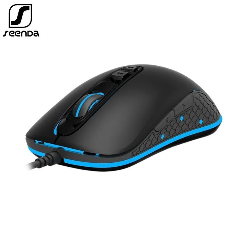 Цена SeenDa, профессиональная Проводная игровая мышь, RGB, 7 кнопок, 4000 dpi, светодиодный, эргономичная, оптическая, игровая мышь для ПК, компьютера, ноут...
