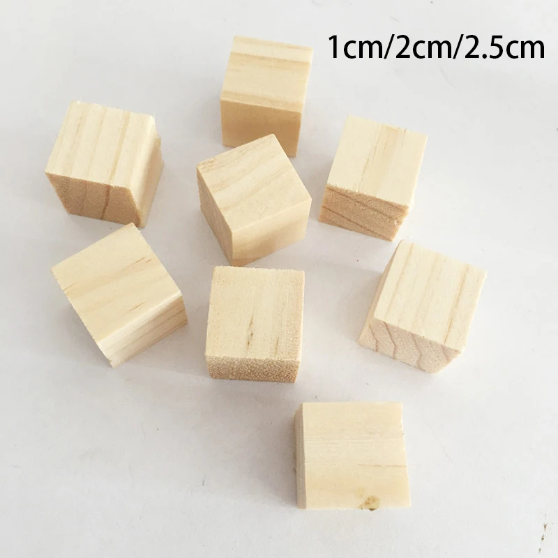 

1cm 2cm 2.5cm Solid Wood Cubes Wooden Square Blocks For DIY Woodwork Puzzle Making Craft Decor