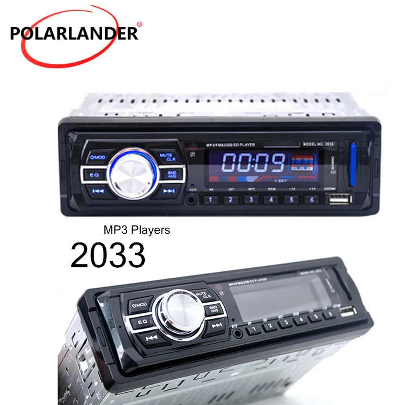 2033 Автоматический стерео MP3-плеер FM SD USB AUX-IN MP3-плеер с пультом дистанционного управления LED / LCD дисплей 12V Автомобильный радиоприемник Аудио автомобиля
