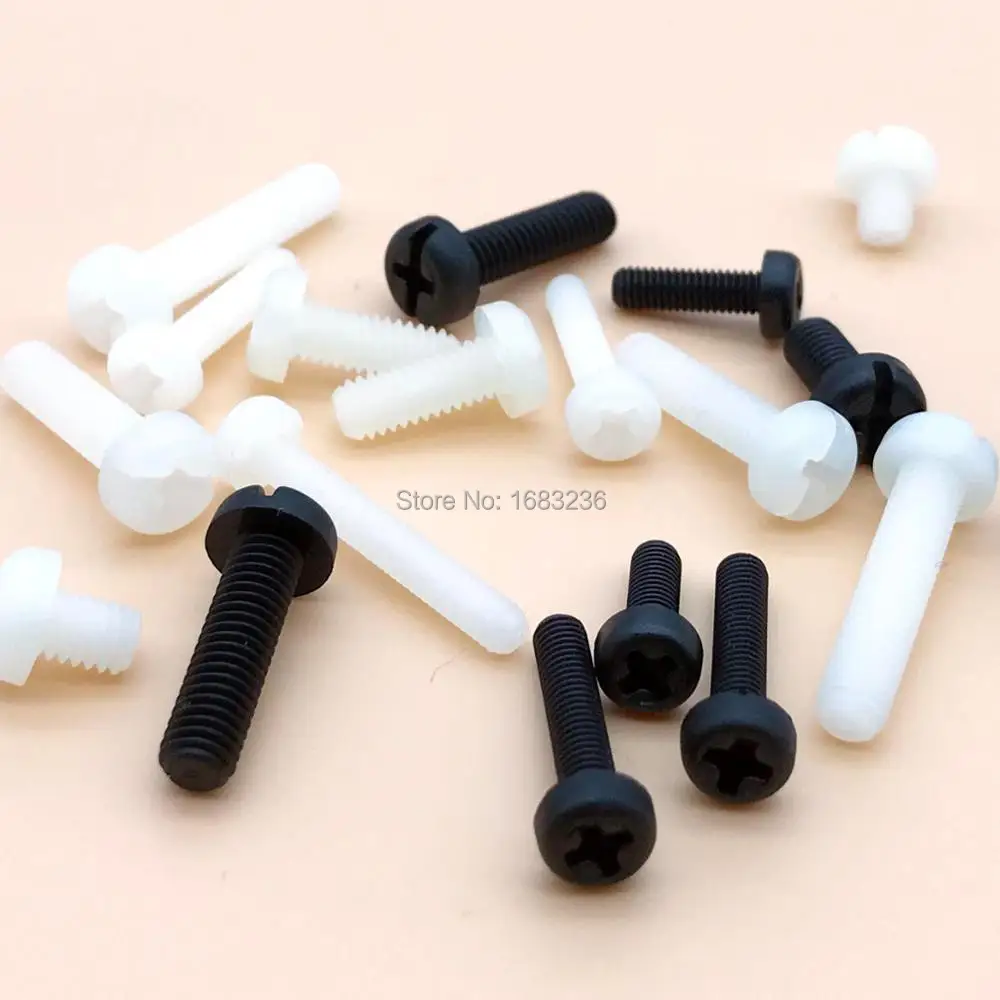 Hex Standoff 50pcs Black White M2 M2.5 M3 M4 Plastic Nylon Hex Hexagon Standoff Spacer Male-Female Female Phillips Pan Round Head Screw Bolt