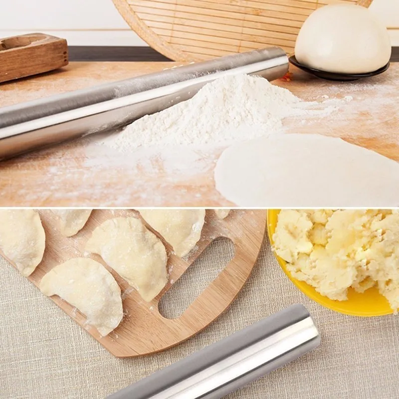 30*3.5 Stainless Steel Rolling Pin Non Stick Baking Roller Dough Pastry Pizza Pasta Maker Home Bakery Baking Tools Kitchen Tools