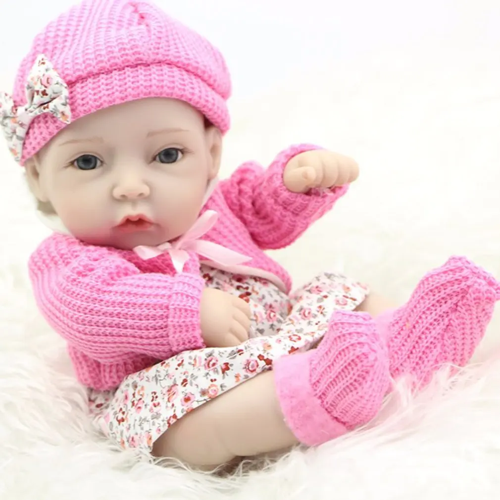 

28CM Lovely Princess Girl Doll Handmade Silicone Vinyl Reborn Baby Dolls With Red Rose Clothes Set Kids Birthday Gift
