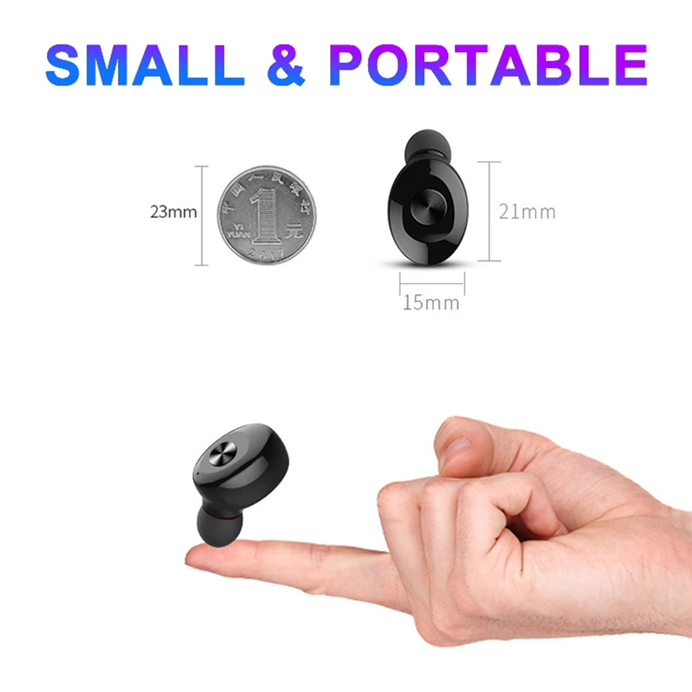 VAORLO Mini Wireless Bluetooth Earphone Earbud With Charging Box Portable Single Sports Music Business Headset For IPhone Xiaomi