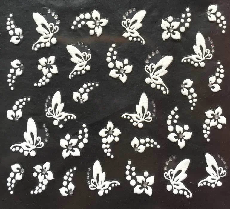 

1 Sheet Korean 3D Nail Flower Sticker Pure White Spot Diamond Nail Sticker Nail Polish Phototherapy Decor