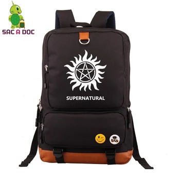 

Supernatural Backpack for Teenagers Womens Mens School Bags Sam Dean Castiel Travel Shoulder Bag Canvas Laptop Backpack