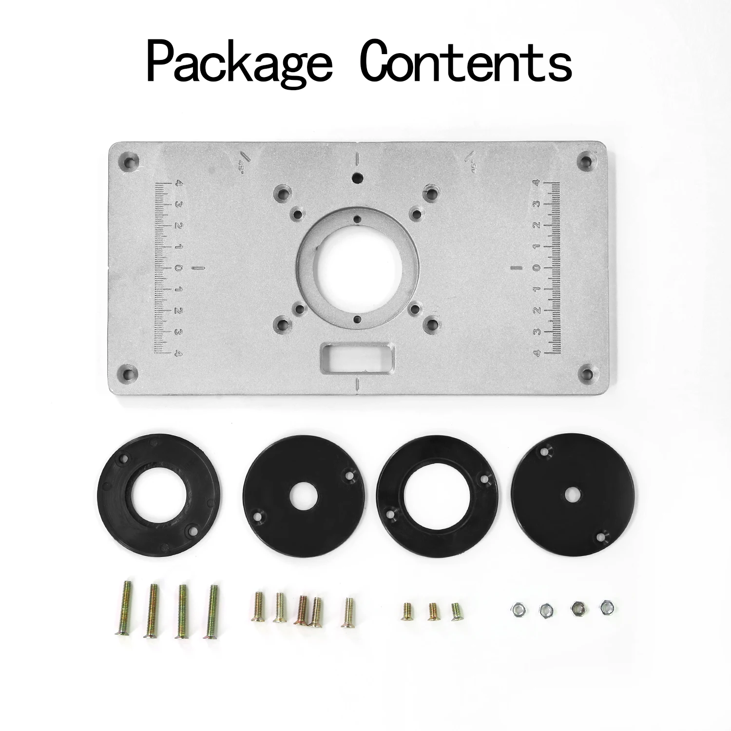 

Aluminum Router Table Insert Plate + 4 Rings Screws for Woodworking Benches 700C