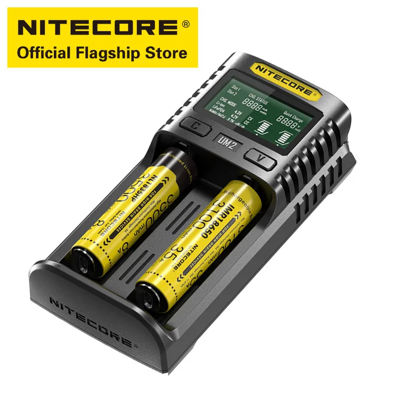 NITECORE UM2 Интеллектуальный двухслотовый ЖК-дисплей автоматически активирует и ремонтирует usb-зарядные устройства