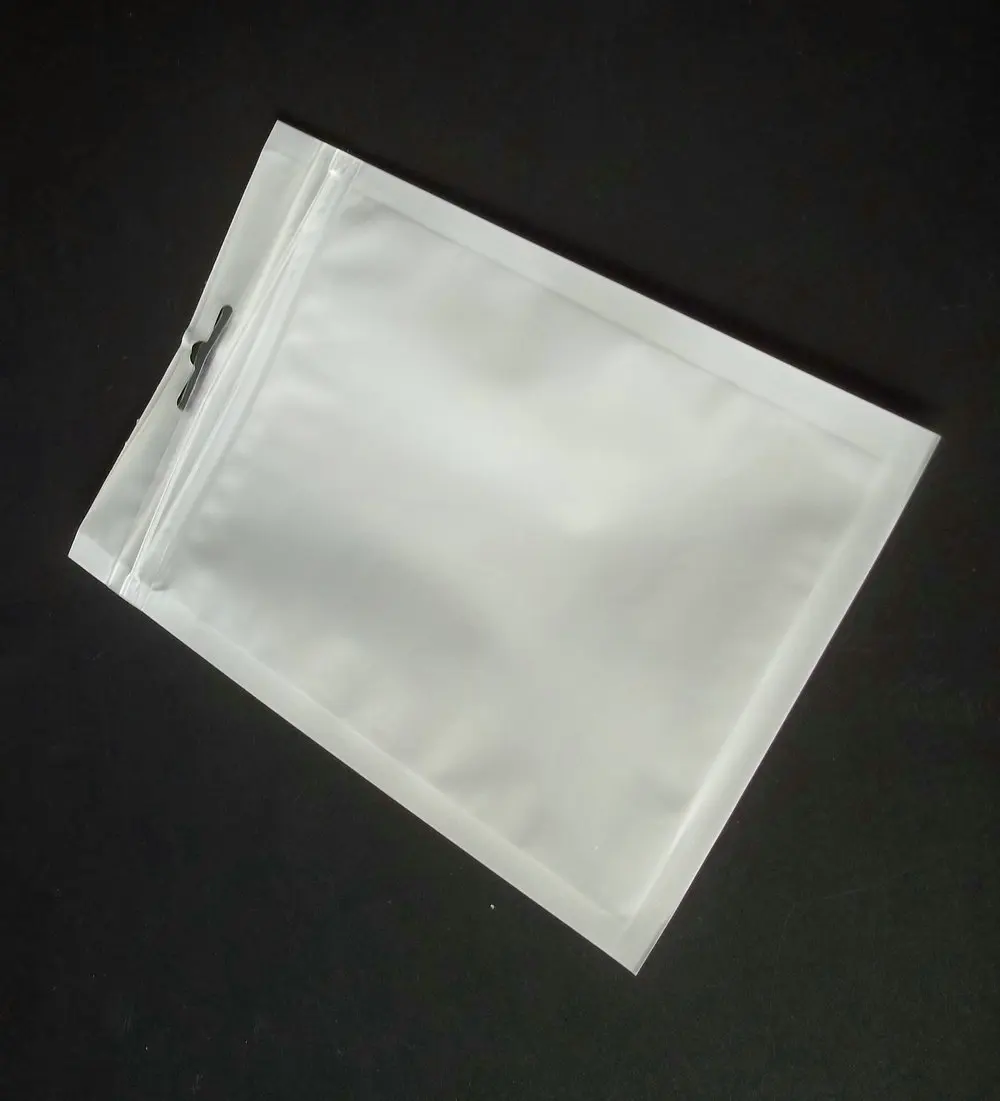 

1000pcs 12*15cm White Clear Self Seal Zipper Plastic Retail Packaging Bag, Ziplock Storage Hang Hole package bags