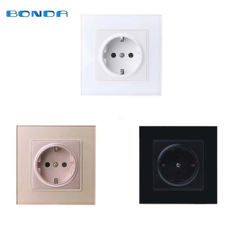 16A EU Standard 86 Type Wall Power Socket Glass Charger Adapter Panel 110V-250V L15