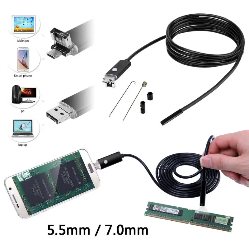 2 м 6LED Android/PC Водонепроницаемый эндоскоп для осмотра микро usb кабель HD камера| |