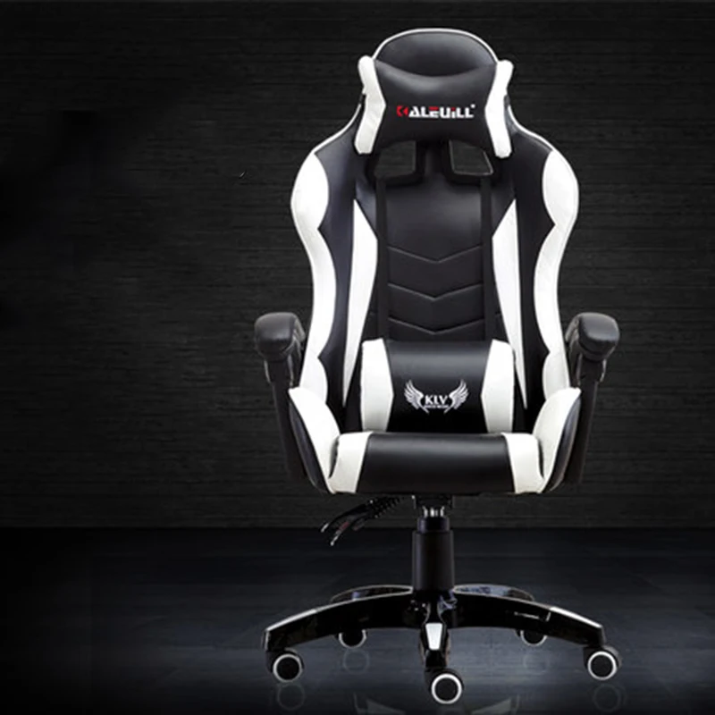 Thickening E-sports Chair Racing Synthetic Soft Leather Cyber Games Internet Computer Chair Lying Household Office Nylon Chair