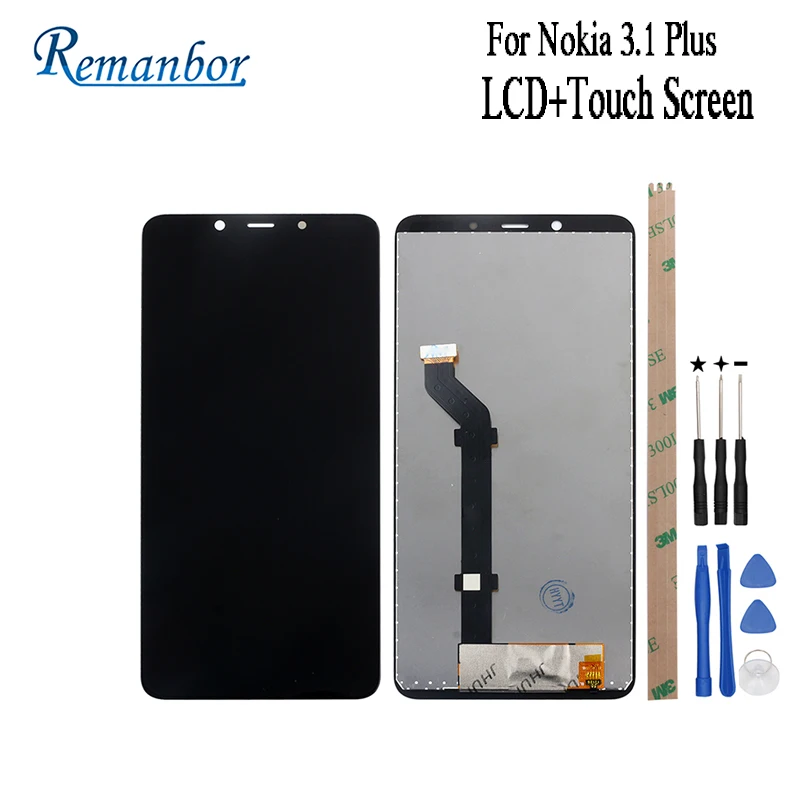 

Remanbor For Nokia 3.1 Plus LCD Display and Touch Screen 6.0 inch Assembly Repair Parts For Nokia 3.1 Plus With Tools +Adhesive