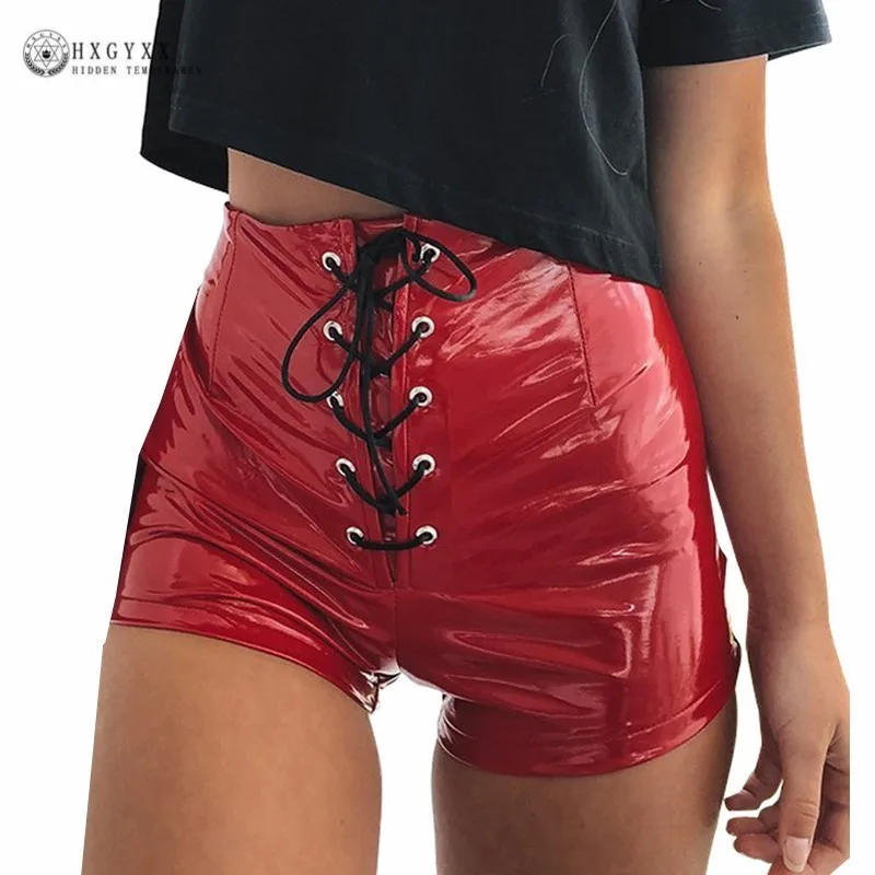 leather black shorts