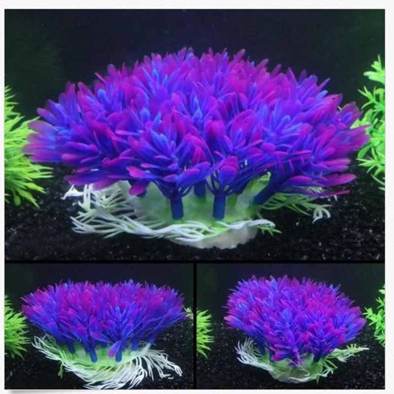 

Aquarium Fish Tank Artifical Plants Ornaments Plastic Landscaping Aquatic Pet Cage House Decorations Supplies Purple