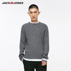 JackJones Мужская Зимняя шерстяная смесь Круглый вырез чистый цвет тонкий вязаный мужской пуловер Pull Homme мужская одежда | 218325513