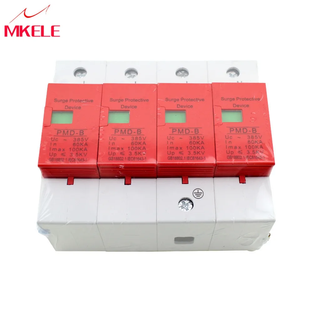 

House Surge Protector Protective SPD 4P 60KA~100KA ~420VAC AC Circuit Breakers Low-voltage Arrester Device