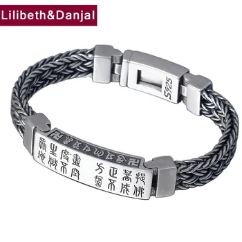

Buddha Heart Sutra Bracelet 100% 925 Sterling Silver Jewelry Men Women Mantra Weave Letter Bracelet Bangle 2018 loom band FB26