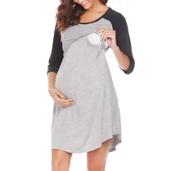 

Maternity Women Clothes Pregnant Nursing Tops Blouse Breastfeeding Loose Dress