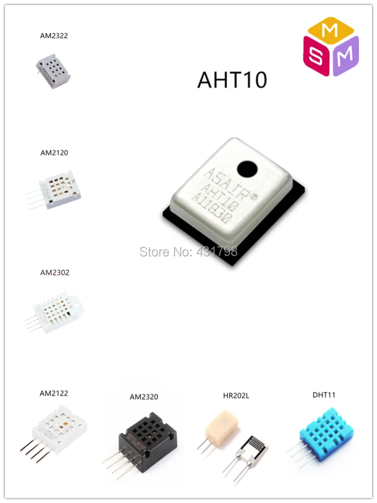 

AIoT Digital temperature and humidity sensor sensitive capacitor module AHT10/DHT11/AM2302/AM2320/AM2122/AM2120/AM2322/HR202L