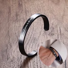 Черный ID мужские манжеты из нержавеющей стали на заказ Выгравированный браслет в стиле минимализма для него браслеты Brackelts бразильский браслет