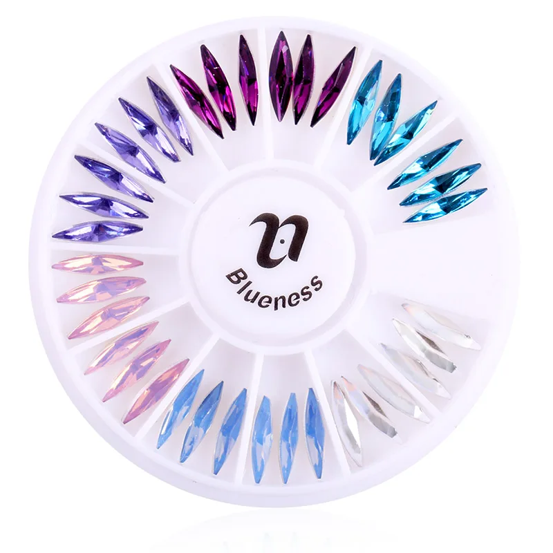 Blueness 1 Wheel Colorful Horse Eye 3D Crystal Nails Art Rhinestones Design Mixed DIY Decorations Studs Manicure | Красота и здоровье