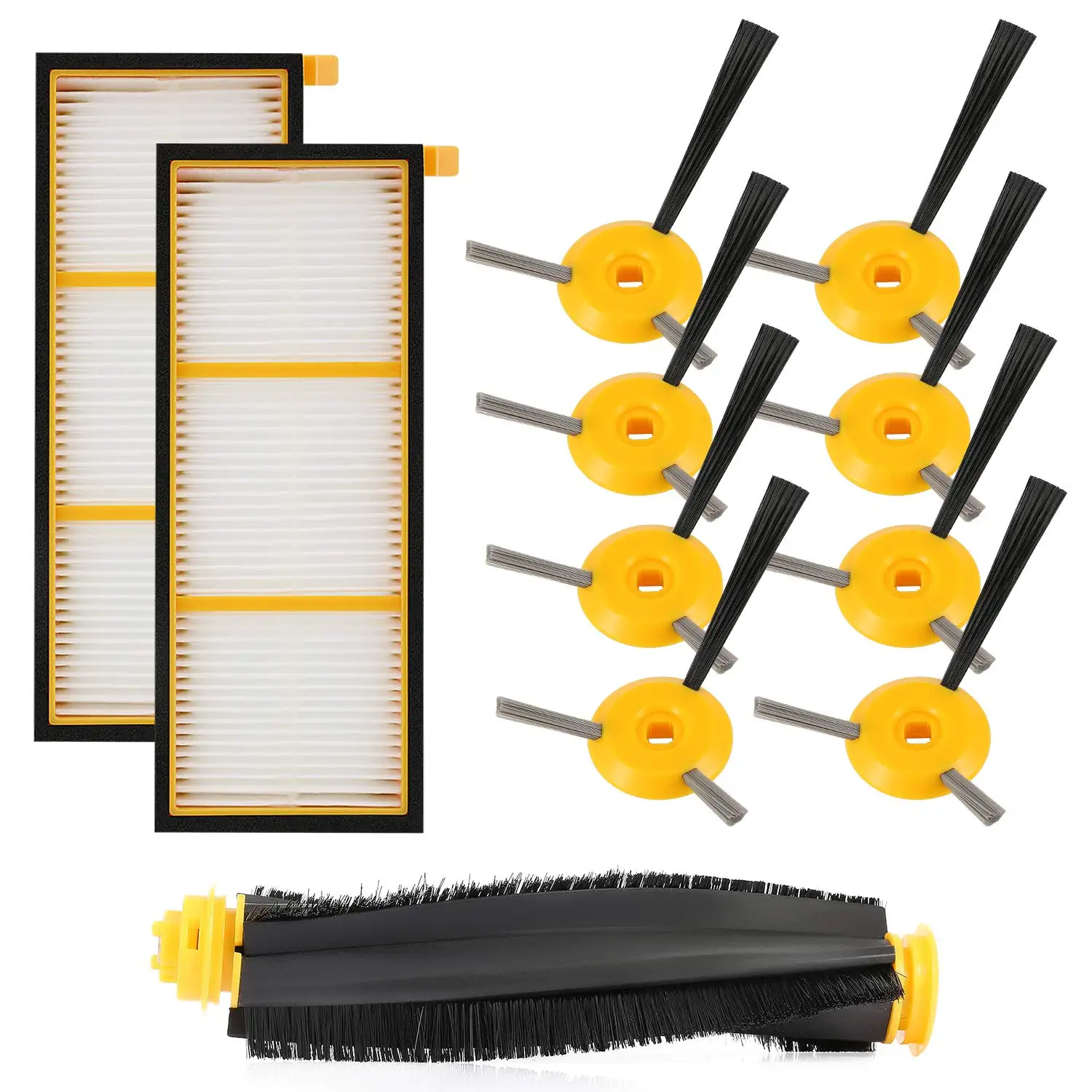 

Replenishment Kit Compatible Shark Ion Robot Rv750, Rv720, Rv700, Rv750C, Rv755. 11 Pack (1 Main Brushroll & 2 Filters & 8 Sid