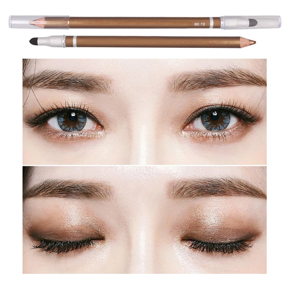 

1PC Double-headed Pearlescent Eye Shadow Pencil Shimmer and matte High-light Lying Silkworm Waterproof Not Blooming 9color TSLM1