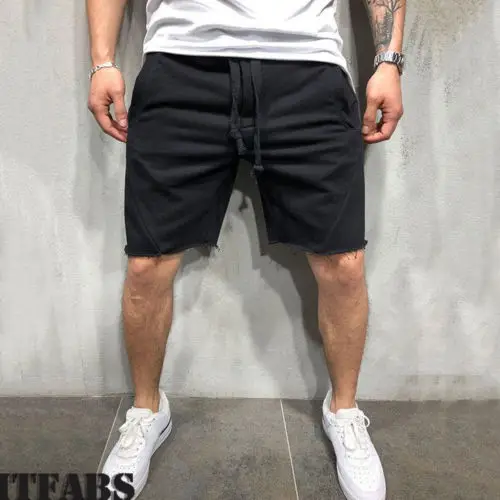 Brand New Men's Sports Shorts Solid Destroy Pocket Casual Male Summer Trousers Gym Bottom Men Waistband Loose Shorts