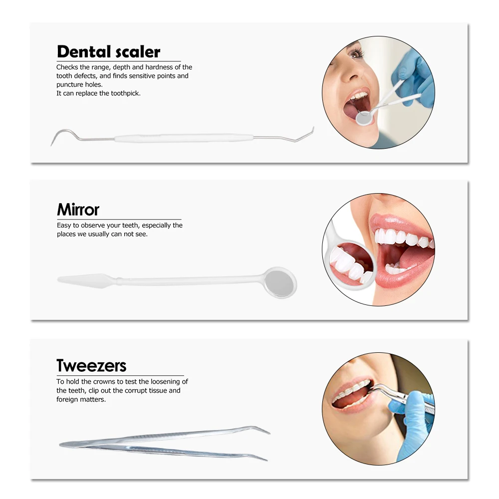 3 шт. набор стоматологических инструментов из нержавеющей стали, скребок для зубов, набор зубных зондов, гигиеническое зеркало для чистки зубов, проверка здоровья полости рта