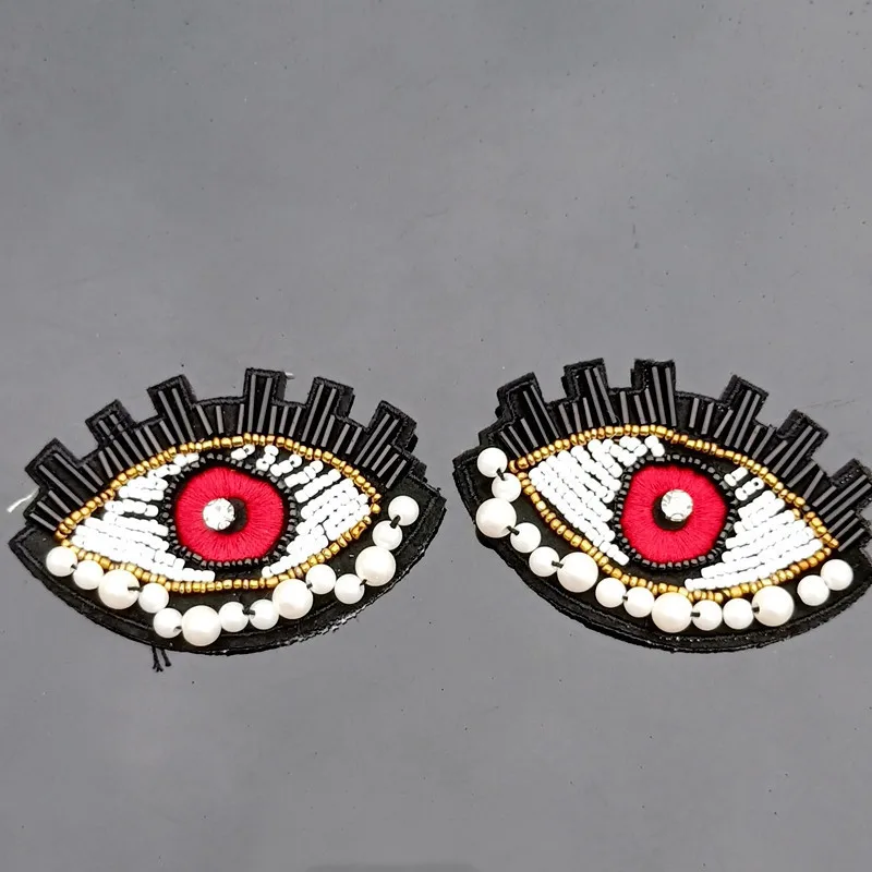 

Pulaqi 3D Embroidery Eye Crystal Pearl Rhinestone Appliques Fashion Clothes Shoe Diy Handmake Accessories Decor Patch Applique
