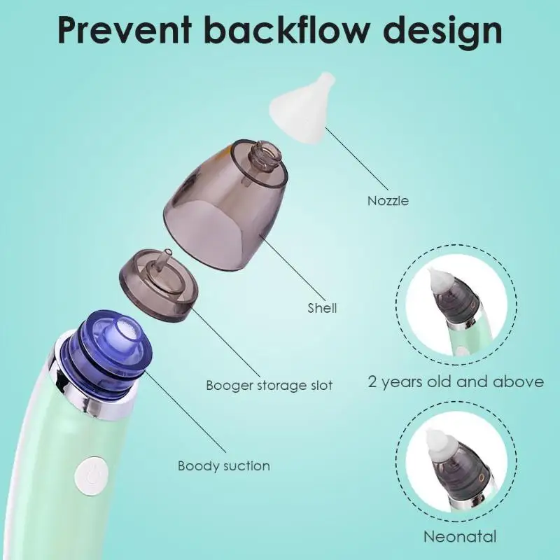 Baby Nasal Aspirator Electric Hygienic Nose Cleaner Safe Oral Snot Sucker Soft Ergonomic Anti-reflux Babies Oral Snot Sucker