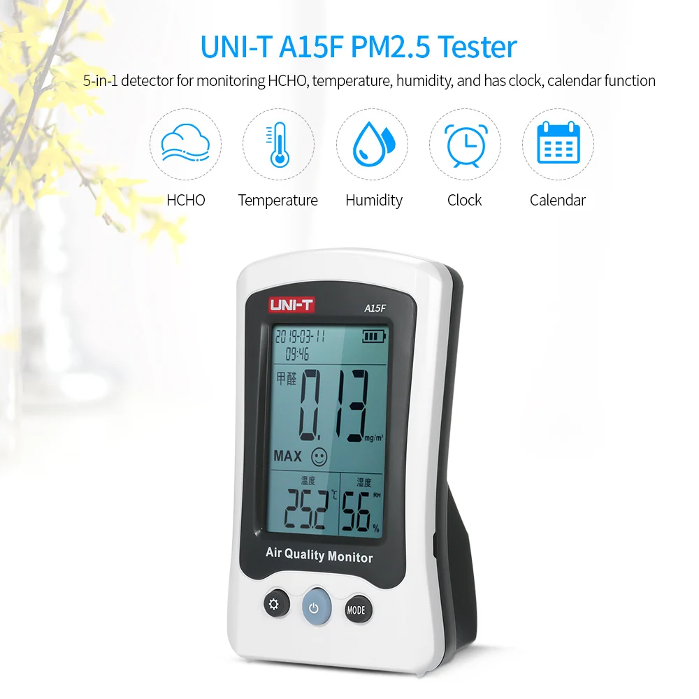 

Monitor Analyzer Temperature UNI-T A15F HCHO Air Quality Humidity Tester Gas Detector Environmental Meter Digital Thermometer