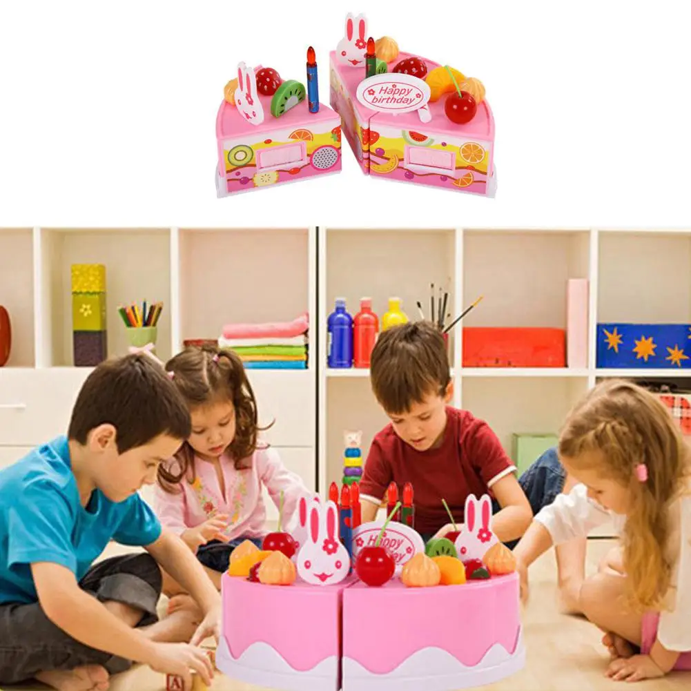Дети DIY Притворись Играть фруктовый разрезание торта ко дню рождения кухонная игрушечная еда подарок детям играть дома Комплект кухонных игрушек