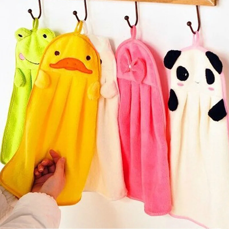 

Cute Animal Dish Towels Cartoon Animal Towel Can Be Hung Hand Towels Candy Colors Hotel Travel Accessories