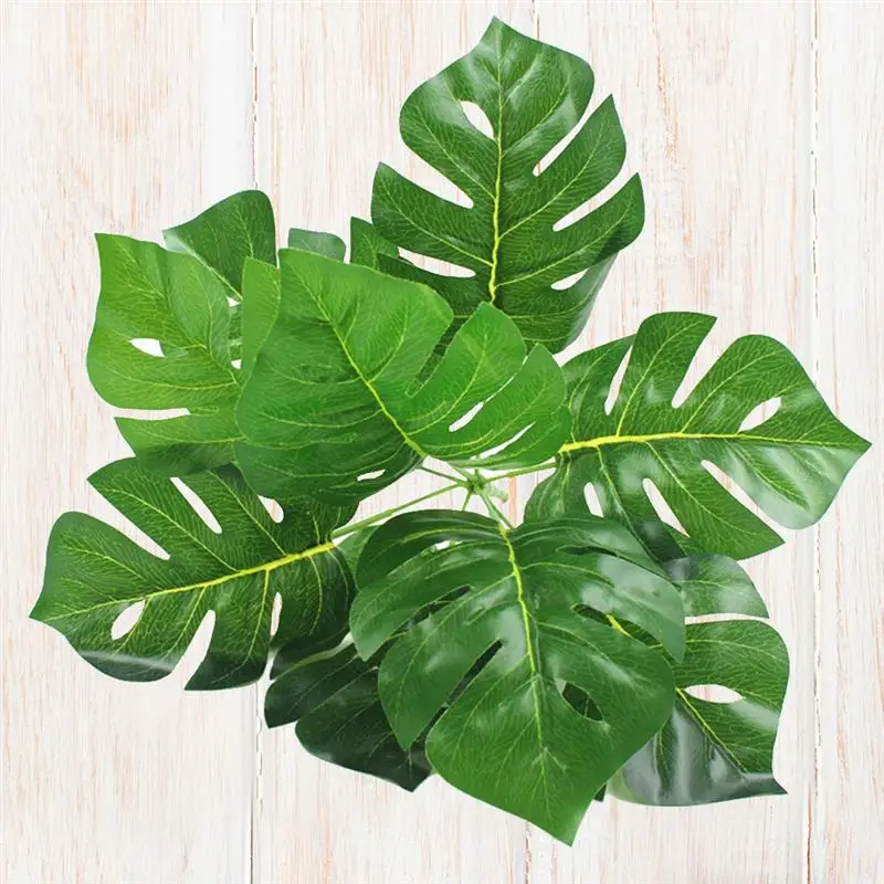 9 голов искусственный монстера Ландшафтный зеленый поддельные листья для офисного стола домашний декор