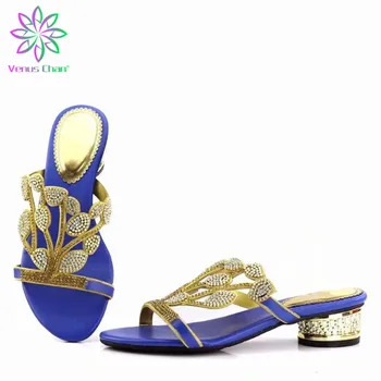 

Wedding Royal Blue Flowers Shoes Without Bag Ladies Shoes without Matching Bag Nigerian Shoes Women Shoes Sandals