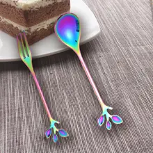 Camping Coffee Spoon Tableware Fruit Fork Stirring Colorful Plated Lunch Stainless Steel Spoon Spoons Kitchen Accessory Camping Coffee Spoon Tableware Fruit Fork Stirring Colorful Plated Lunch Stainless Steel Spoon Spoons Kitchen Accessory